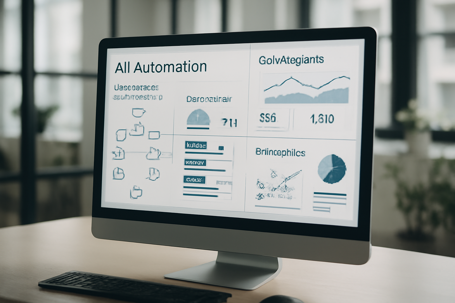 Image d'une interface digitale sophistiquée montrant l'automatisation de workflows marketing intégrant intelligence artificielle et systèmes CRM, symbolisant la personnalisation en temps réel.