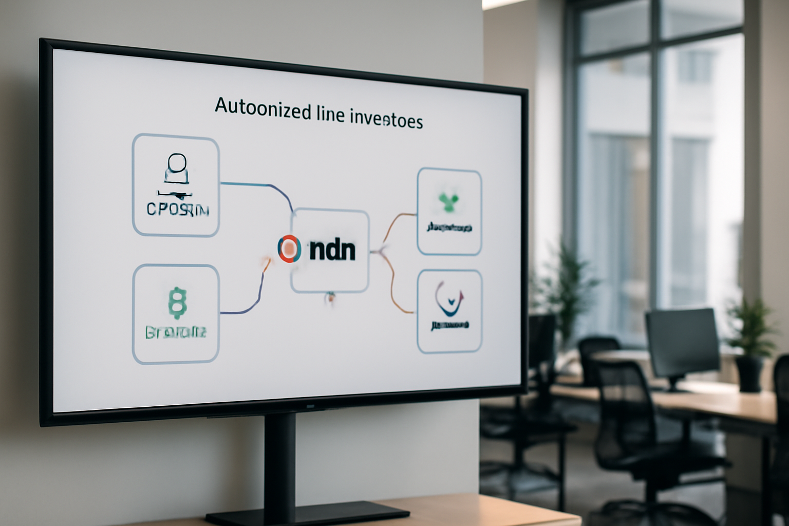 Illustration d'une interface digitale d'automatisation des processus RH avec n8n, montrant un workflow connecté entre différentes applications RH.