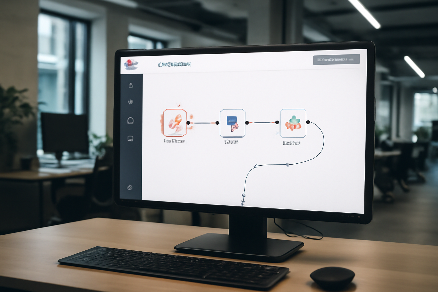 Interface de gestion de workflows automatisés SaaS avec n8n montrant l'intégration entre HubSpot, Stripe et Slack