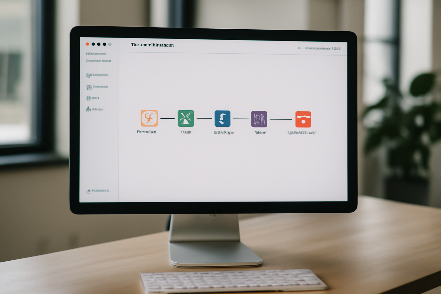 Vue détaillée d'un écran d'ordinateur affichant une interface de workflow automatisé n8n pour la gestion et l'enrichissement des données clients dans un CRM en environnement de bureau moderne.