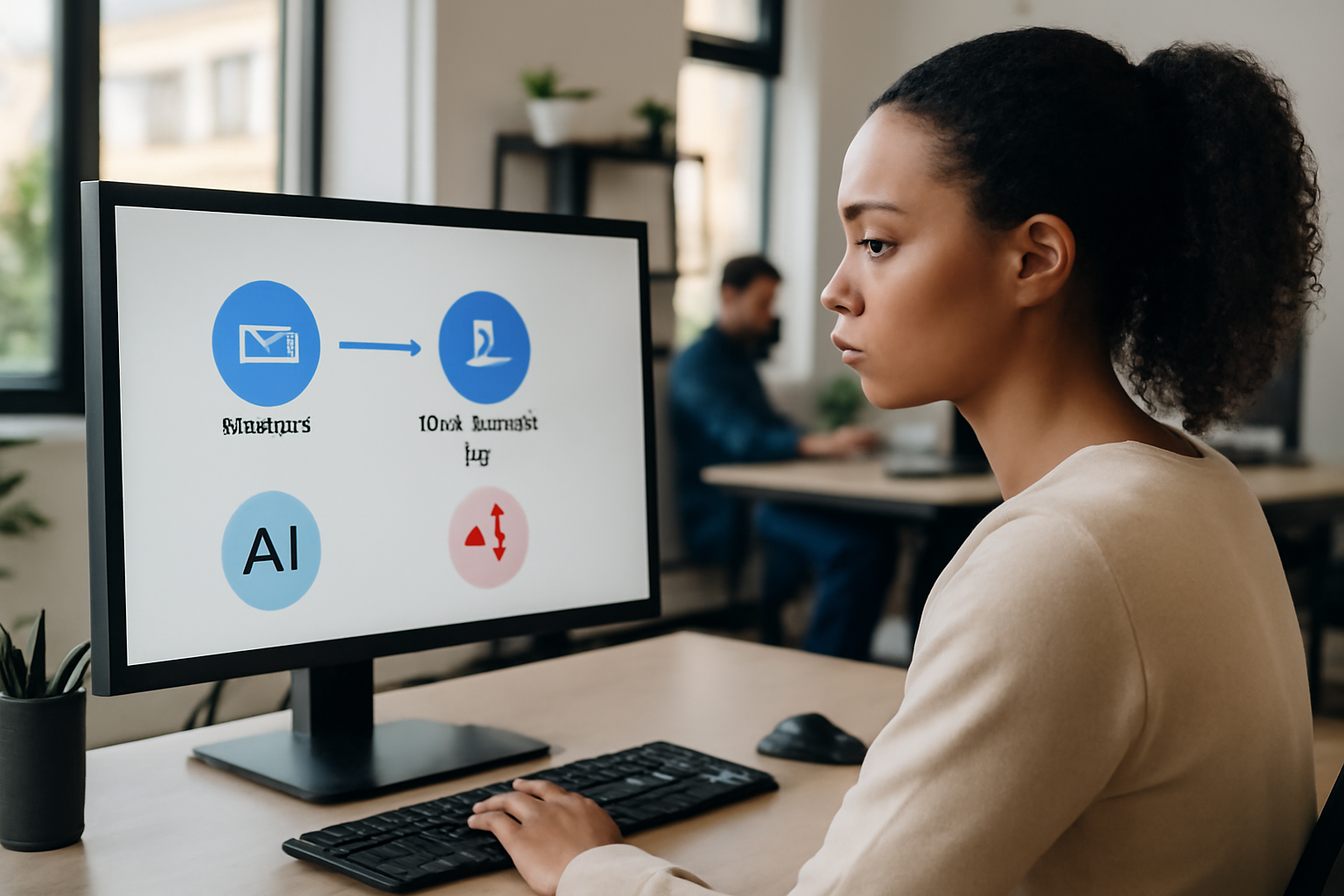 Schéma ou illustration d'un workflow automatisé de gestion de tickets support IT intégrant IA et n8n